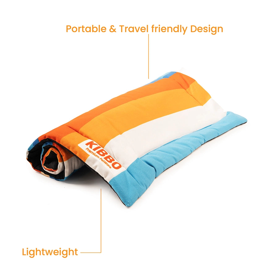 Pet Mat, Orange & Blue Stripe