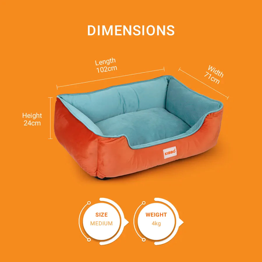 Lounger Bed, Orange & Aqua
