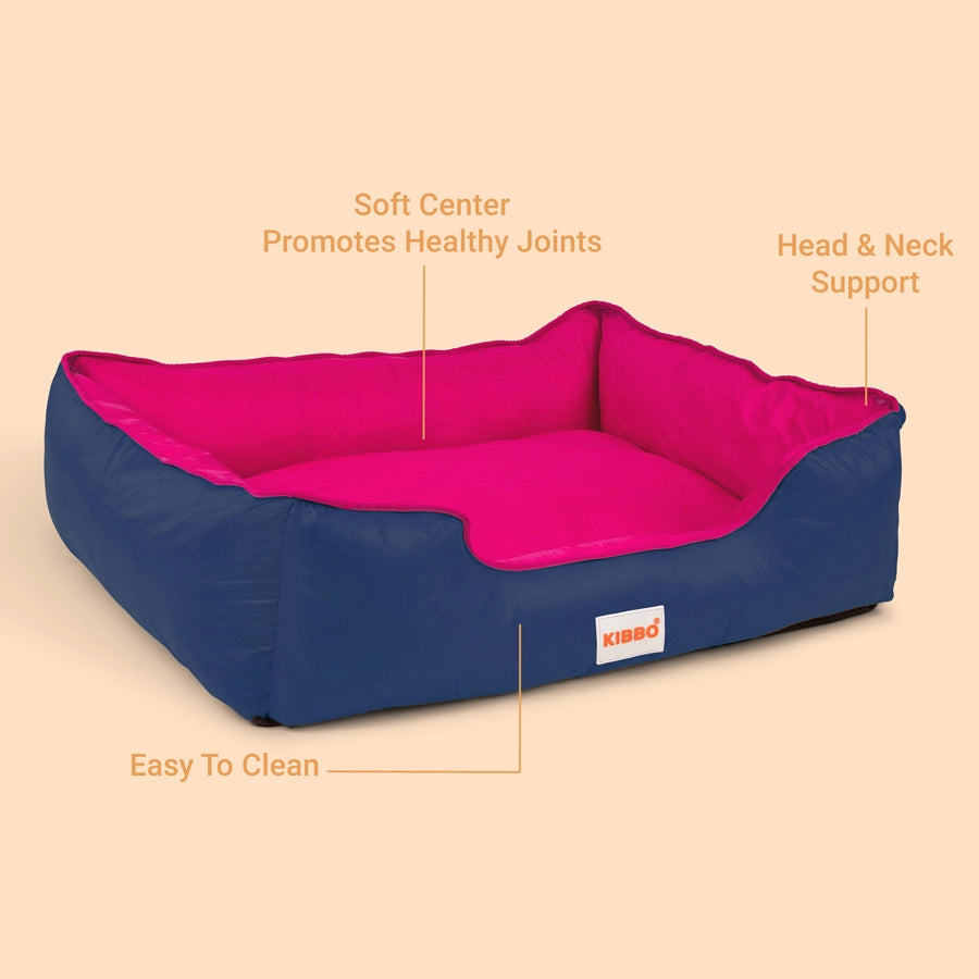 Waterproof Lounger Bed, Small, Navy Blue & Pink