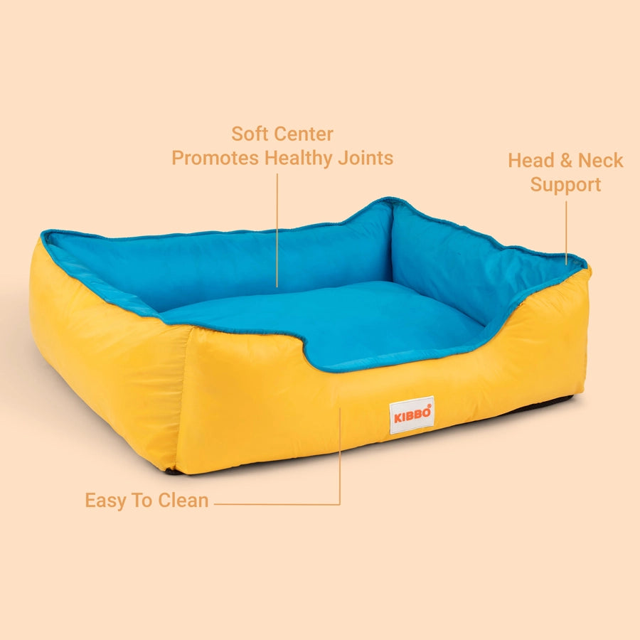 Waterproof Lounger Bed , Small, Yellow & Sky Blue