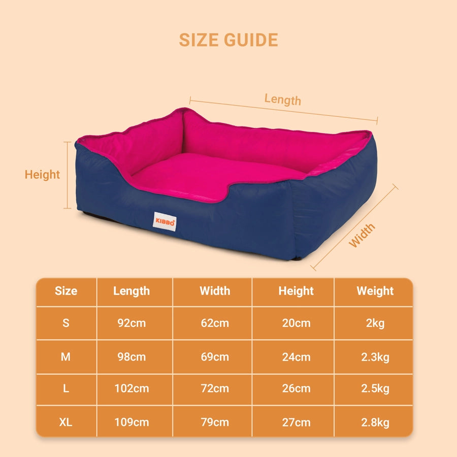 Waterproof Lounger Bed, Small, Navy Blue & Pink